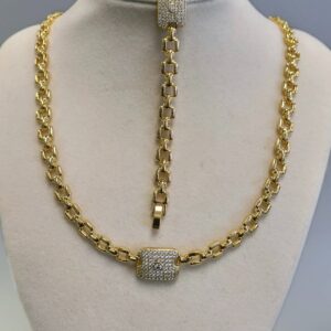 Set Eslabón Rectangular con Zirconias
