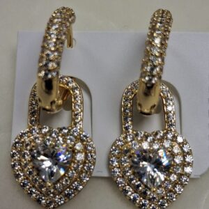 Aretes Candado Corazón Brillante